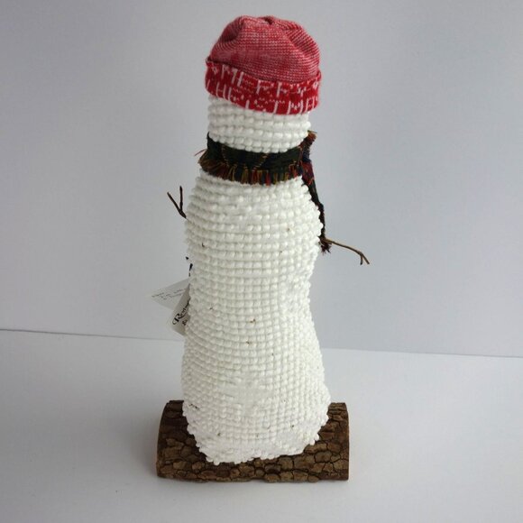 Handcrafted Christmas Holiday Chenille Snowman on Piece of Dogwood 14 1/2" #2 - Picture 7 of 8